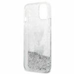 Karl Lagerfeld KLHCP13SKICGLS Silver Liquid Glitter Karl&Choupette Head iPhone 13 Mini Tok