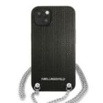 Karl Lagerfeld KLHCP13SPMK Black Leather TextuRed and Chain iPhone 13 Mini Tok