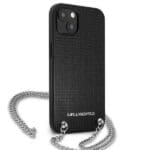 Karl Lagerfeld KLHCP13SPMK Black Leather TextuRed and Chain iPhone 13 Mini Tok