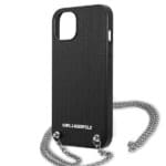 Karl Lagerfeld KLHCP13SPMK Black Leather TextuRed and Chain iPhone 13 Mini Tok