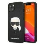 Karl Lagerfeld KLHCP13SSAKHBK Saffiano Ikonik Karl'S Head Black iPhone 13 Mini Tok