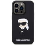 Karl Lagerfeld KLHCP14L3DRKINK Black Hardcase Rubber Ikonik 3D iPhone 14 Pro Tok