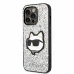 Karl Lagerfeld KLHCP14LG2CPS Silver Glitter Choupette Patch iPhone 14 Pro Tok