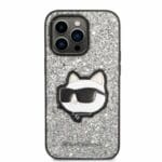 Karl Lagerfeld KLHCP14LG2CPS Silver Glitter Choupette Patch iPhone 14 Pro Tok