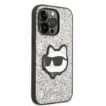 Karl Lagerfeld KLHCP14LG2CPS Silver Glitter Choupette Patch iPhone 14 Pro Tok