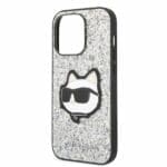Karl Lagerfeld KLHCP14LG2CPS Silver Glitter Choupette Patch iPhone 14 Pro Tok