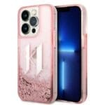 Karl Lagerfeld KLHCP14LLBKLCP Pink Liquid Glitter Big KL iPhone 14 Pro Tok