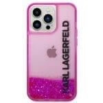 Karl Lagerfeld KLHCP14LLCKVF Pink Liquid Glitter Elong iPhone 14 Pro Tok