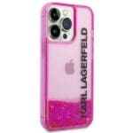 Karl Lagerfeld KLHCP14LLCKVF Pink Liquid Glitter Elong iPhone 14 Pro Tok