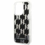Karl Lagerfeld KLHCP14LLMNMK Black Liquid Glitter Monogram iPhone 14 Pro Tok