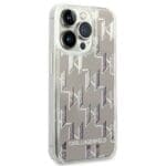 Karl Lagerfeld KLHCP14LLMNMS Silver Liquid Glitter Monogram iPhone 14 Pro Tok