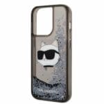 Karl Lagerfeld KLHCP14LLNCHCK Black Glitter Choupette Head iPhone 14 Pro Tok