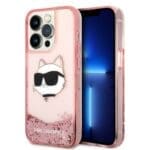 Karl Lagerfeld KLHCP14LLNCHCP Pink Glitter Choupette Head iPhone 14 Pro Tok