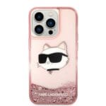 Karl Lagerfeld KLHCP14LLNCHCP Pink Glitter Choupette Head iPhone 14 Pro Tok