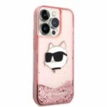Karl Lagerfeld KLHCP14LLNCHCP Pink Glitter Choupette Head iPhone 14 Pro Tok