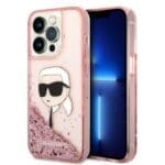 Karl Lagerfeld KLHCP14LLNKHCP Pink Glitter NFT Karl Head iPhone 14 Pro Tok