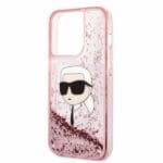 Karl Lagerfeld KLHCP14LLNKHCP Pink Glitter NFT Karl Head iPhone 14 Pro Tok