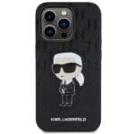 Karl Lagerfeld KLHCP14LSAKHPKK Black Saffiano Monogram Ikonik iPhone 14 Pro Tok
