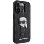 Karl Lagerfeld KLHCP14LSAKHPKK Black Saffiano Monogram Ikonik iPhone 14 Pro Tok