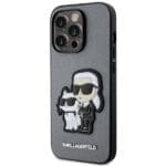 Karl Lagerfeld KLHCP14LSANKCPG Hardcase Silver Saffiano Karl & Choupette iPhone 14 Pro Tok
