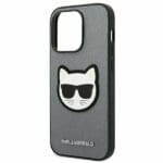 Karl Lagerfeld KLHCP14LSAPCHG Silver Saffiano Choupette Head Patch iPhone 14 Pro Tok