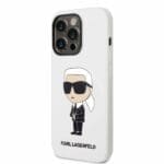 Karl Lagerfeld KLHCP14LSNIKBCH White Silicone Ikonik iPhone 14 Pro Tok