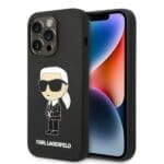 Karl Lagerfeld KLHCP14LSNIKBCK Black Silicone Ikonik iPhone 14 Pro Tok