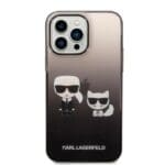 Karl Lagerfeld KLHCP14LTGKCK Hardcase Black Gradient Ikonik Karl & Choupette iPhone 14 Pro Tok