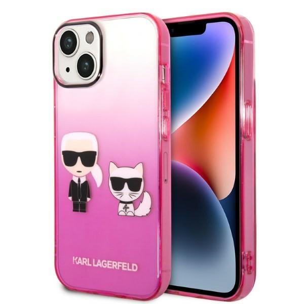 Karl Lagerfeld KLHCP14STGKCP Pink Gradient Ikonik Karl & Choupette iPhone 14 Tok