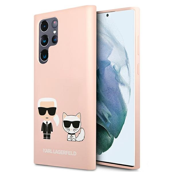 Karl Lagerfeld KLHCS22LSSKCI Light Pink Silicone Ikonik Karl & Choupette Samsung S22 Ultra Tok