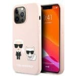 Karl Lagerfeld KLHMP13XSSKCI Hardcase Light Pink Silicone Ikonik Karl & Choupette Magsafe iPhone 13 Pro Max Tok