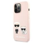 Karl Lagerfeld KLHMP13XSSKCI Hardcase Light Pink Silicone Ikonik Karl & Choupette Magsafe iPhone 13 Pro Max Tok
