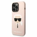 Karl Lagerfeld KLHMP14LSLKHLP Light Pink Silicone Karl`s Head Magsafe iPhone 14 Pro Tok