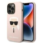 Karl Lagerfeld KLHMP14LSLKHLP Light Pink Silicone Karl`s Head Magsafe iPhone 14 Pro Tok