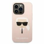 Karl Lagerfeld KLHMP14LSLKHLP Light Pink Silicone Karl`s Head Magsafe iPhone 14 Pro Tok