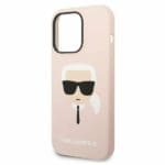 Karl Lagerfeld KLHMP14LSLKHLP Light Pink Silicone Karl`s Head Magsafe iPhone 14 Pro Tok