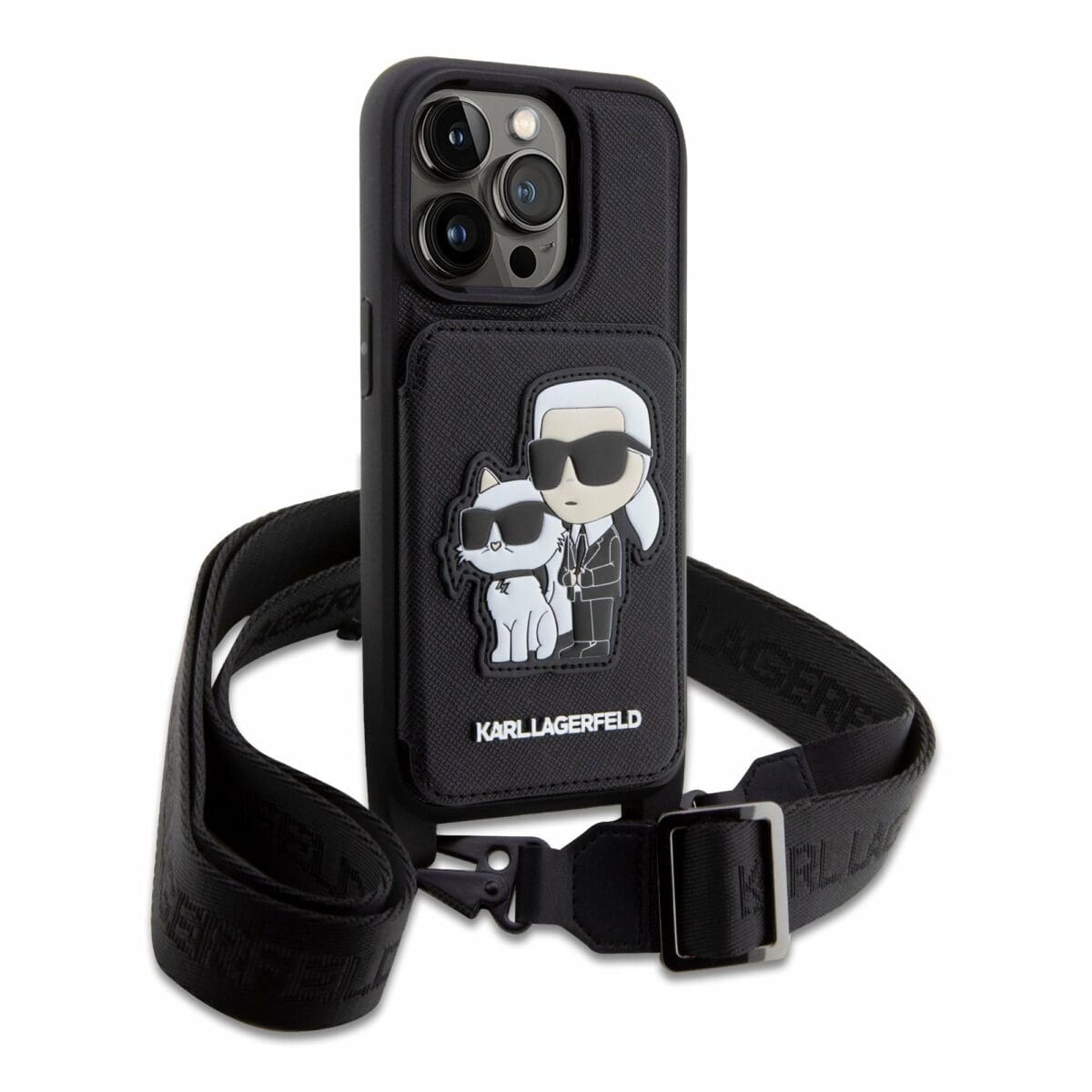 Karl Lagerfeld Saffiano Crossbody Karl and Choupette NFT Black iPhone 14 Pro Max Tok