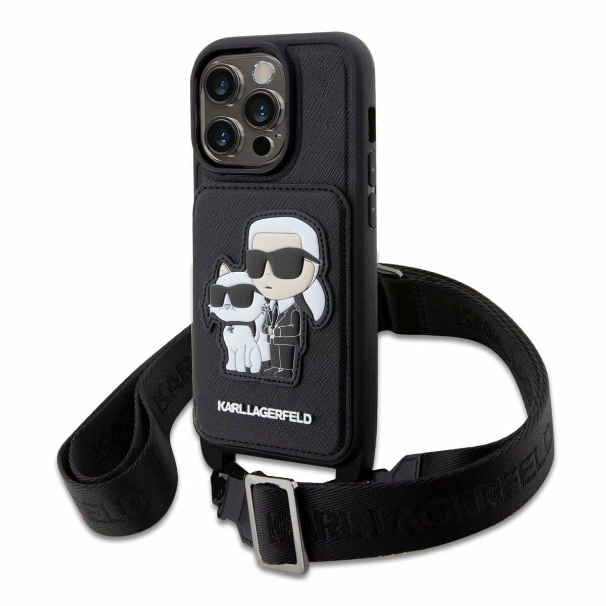 Karl Lagerfeld Saffiano Crossbody Karl and Choupette NFT Black iPhone 14 Pro Max Tok
