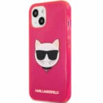 Karl Lagerfeld TPU Choupette Head Fluo Rózsaszín iPhone 13 Mini Tok
