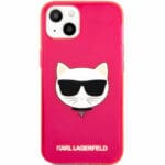 Karl Lagerfeld TPU Choupette Head Fluo Rózsaszín iPhone 13 Mini Tok