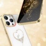 Kingxbar Wish Decorated Golden Crystals iPhone 14 Plus Tok