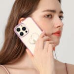 Kingxbar Wish Decorated Pink Crystals iPhone 14 Plus Tok