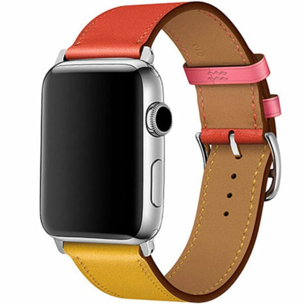 Leatherette Strap Apple Watch SE/10/9/8/7/6/5/4/3/Ultra 1/ Ultra2 (44/45/46/49mm) Ambre Capucine