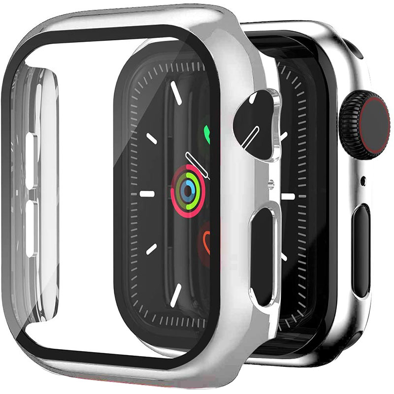 Üvegfóliás védőtok Apple Watch Bright Silver