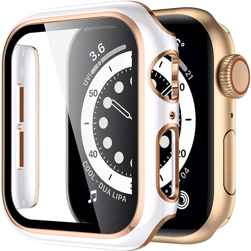 Üvegfóliás védőtok Apple Watch White Rose