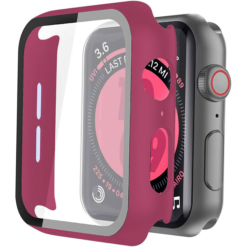 Üvegfóliás védőtok Apple Watch Wine Red