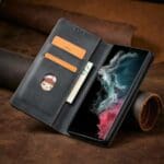 Magnet Fancy Card Wallet Card Stand Black Samsung Galaxy S22 Ultra Tok