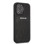 Mercedes AMG AMHCP13LOSDBK Black Leather Curved Lines iPhone 13 Pro Tok