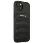 Mercedes AMG AMHCP14MGSEBK Black Leather Debossed Lines iPhone 14 Plus Tok