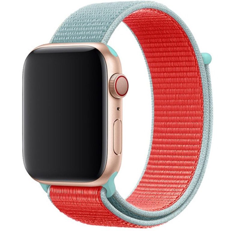 Nylon Szíj Apple Watch SE/11/10/9/8/7/6/5/4/3/Ultra 1/2/3 (44/45/46/49mm) Light Kék Piros